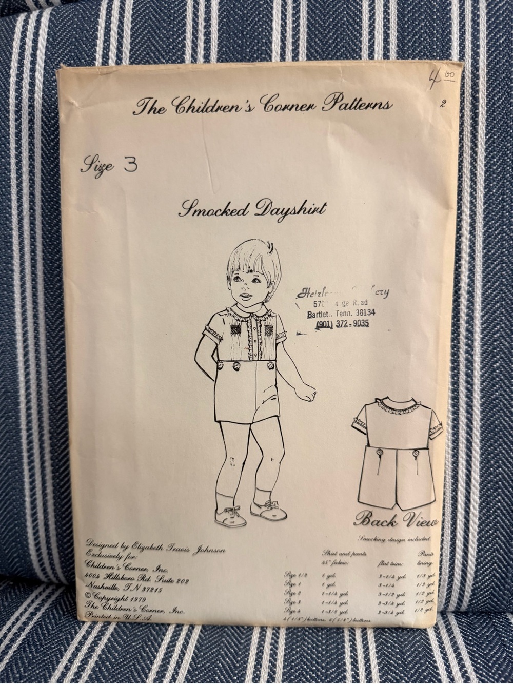 Children’s Corner Pattern Boys Uncut Smocked Dayshirt Size 3
